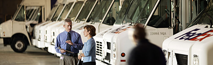 We partnered with FedEx to develop a delivery truck that reduced soot emissions by 90%. EDF VP of Corporate Partnerships Gwen Ruta at a FedEx warehouse