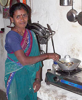Cook stoves powered by methane generate far less soot than those fueled by wood.