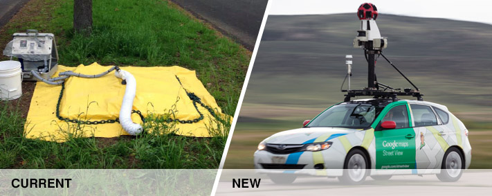 Two photos comparing methane measurement procedures Two photos comparing methane measurement procedures