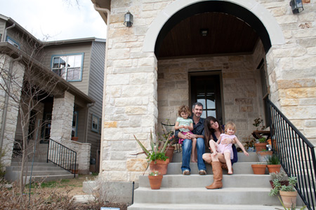 Family on porch