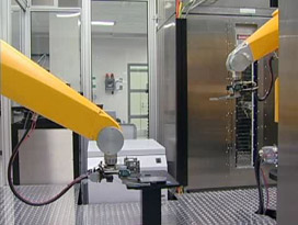 Screenshot from video of laboratory robot performing HT in vitro tests