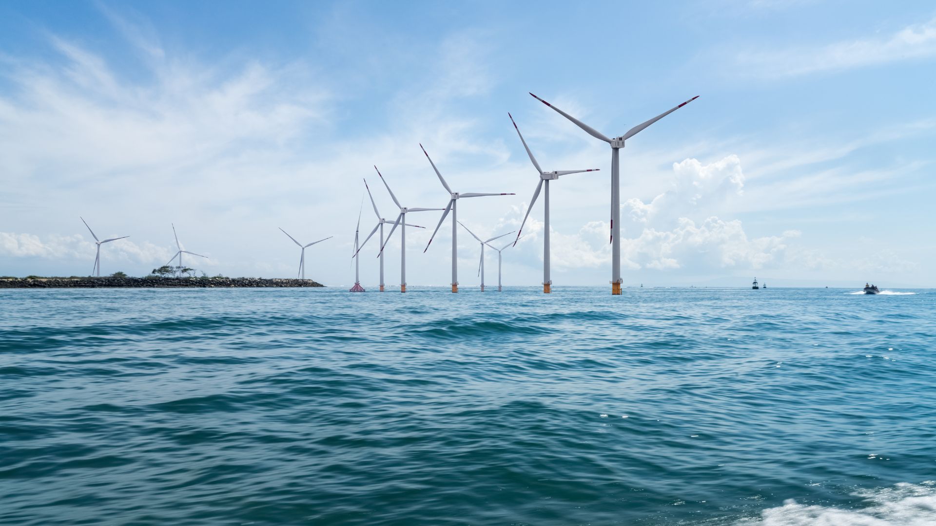 Wind turbines off the coast