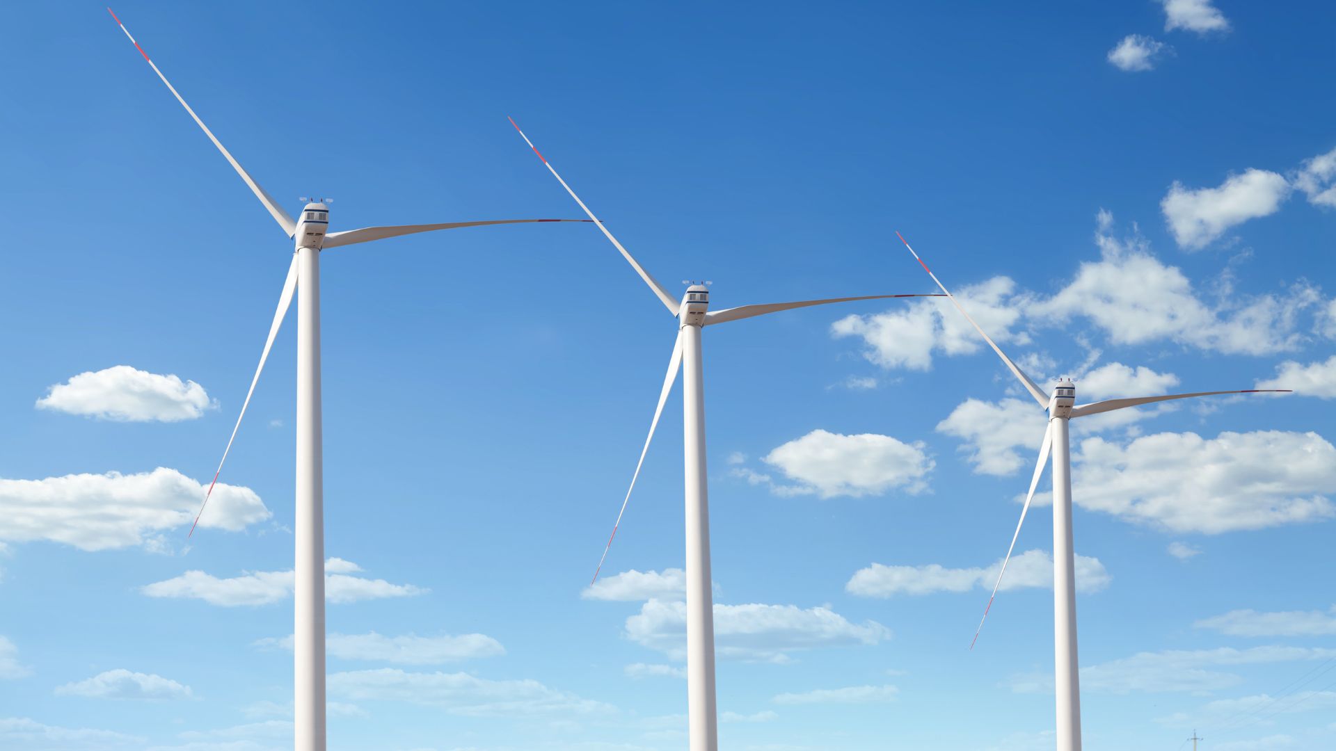 A row of three windmills