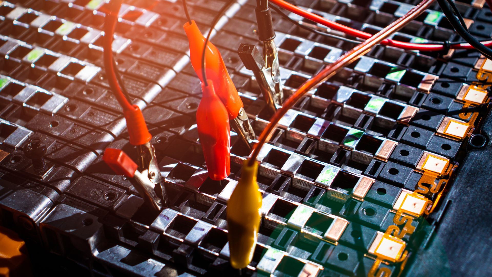 A circuit board with wires connected to it