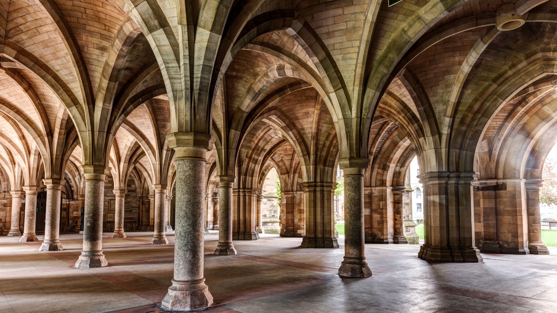 Columns and archways in a collegiate space