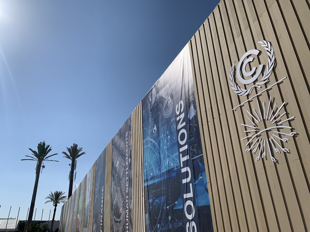 The side of a building at the UN climate conference