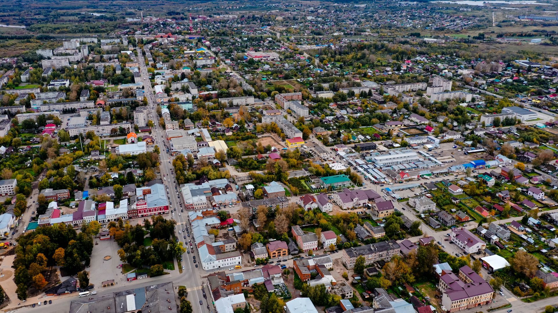 An overhead shot of a city