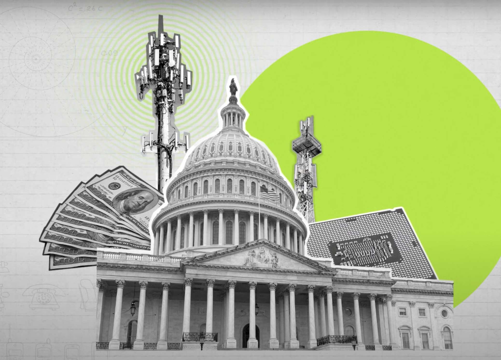 Graphic of U.S. Capitol  with green circle in the background