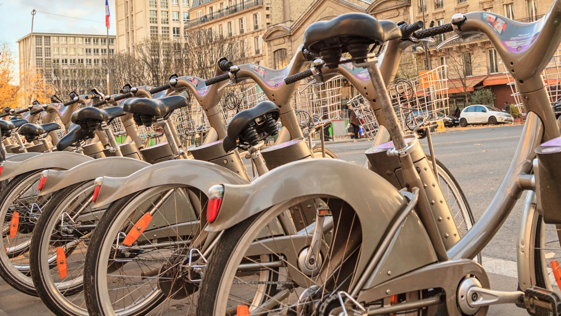 Bikes lined up in a row