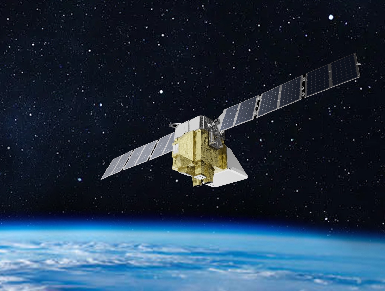 illustration of MethaneSAT, a satellite that will measure and map methane emissions worldwide.