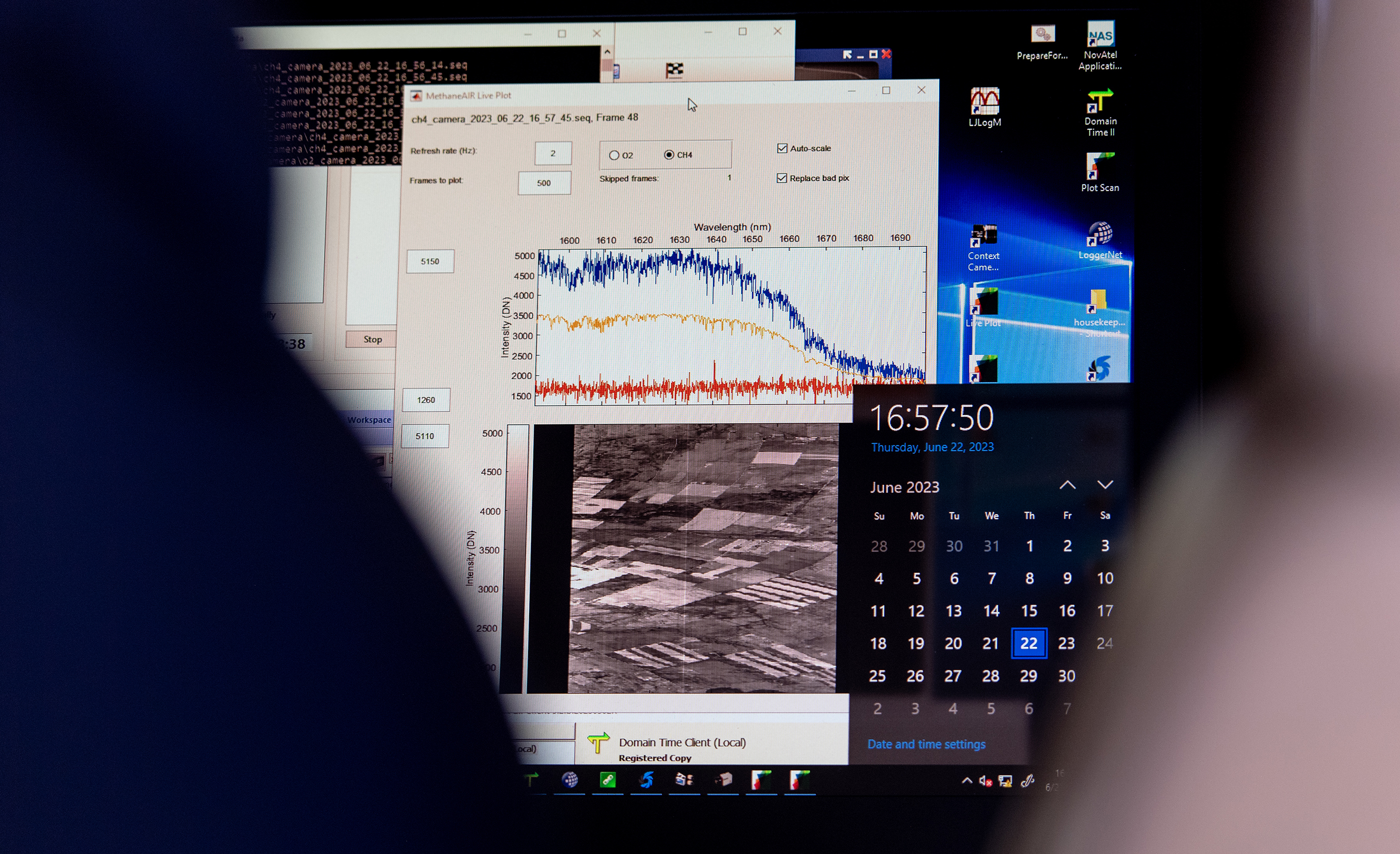 Computer screen showing graph and data.