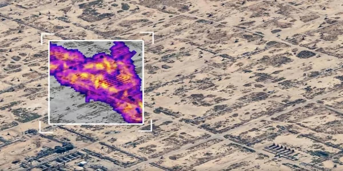 A map highlighting the detection of otherwise invisible methane emissions
