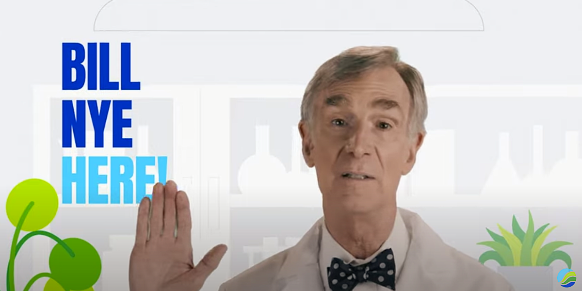 Bill Nye the science guy giving a talk on the fastest way to slow global warming