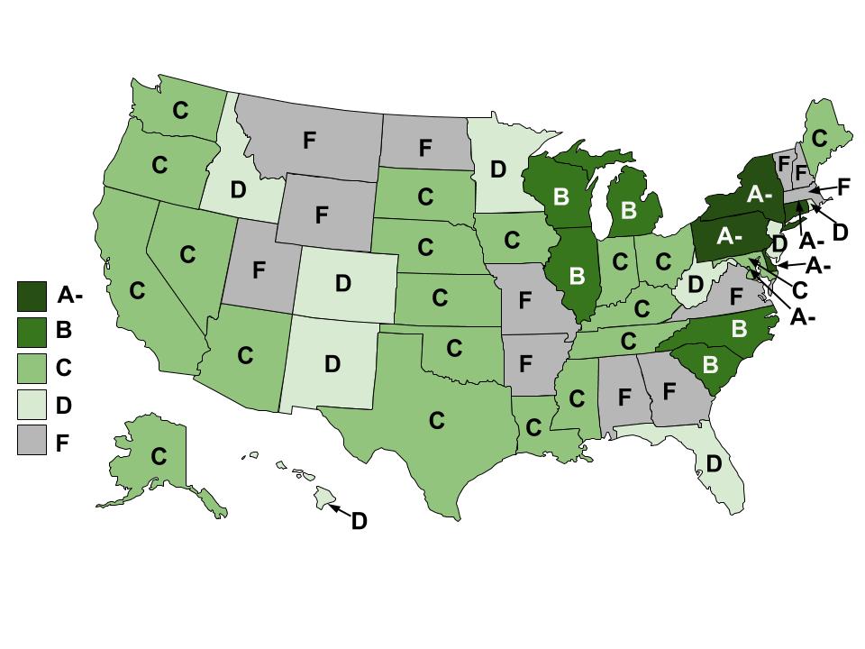 Map of state grades for lead pipes