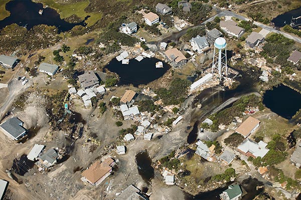 Ariel view of hurricane damage in North Carolina