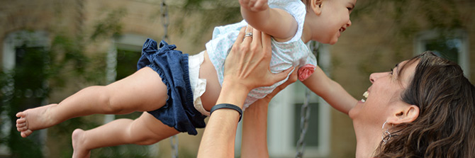 mother wearing wristband