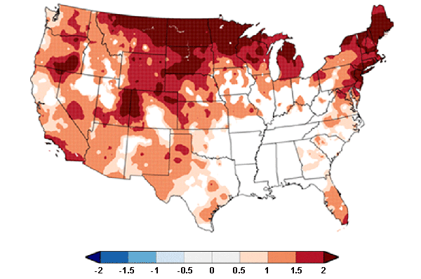 U.S. winter temperature map