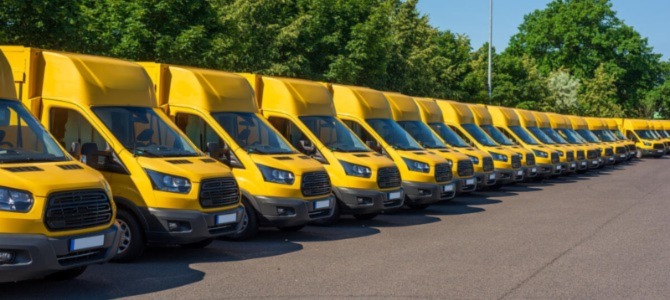 Row of yellow buses