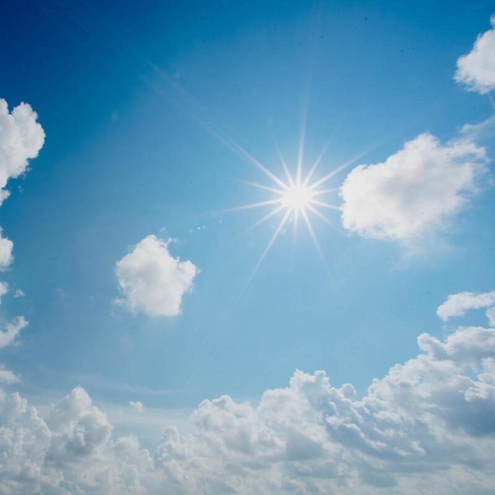 Bright sun in the sky.