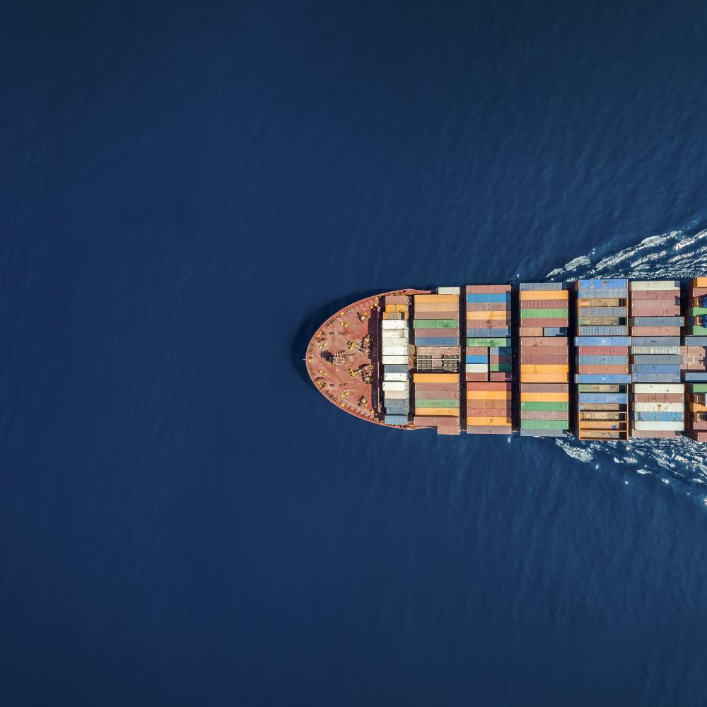 Ship on open water.