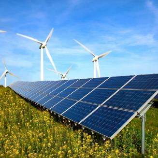 Windmills and solar panels