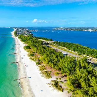 Aerial view of Anna Maria Island on the Florida Gulf Coast