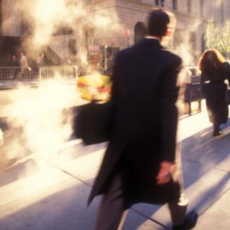 Business people walking on city street