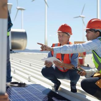clean energy workers on the job