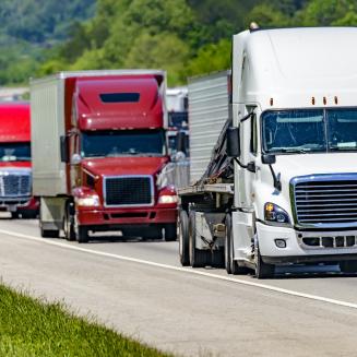 Semi trucks on interstate highway