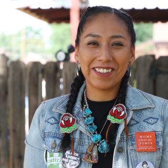 Shaina Oliver, a member of the Navajo Nation from Shiprock, New Mexico and a Moms Clean Air Force field organizer
