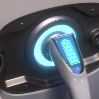 Close up of an electric car being charged