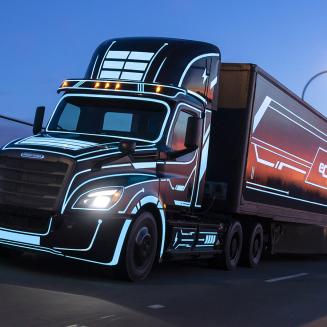 Electric truck at night