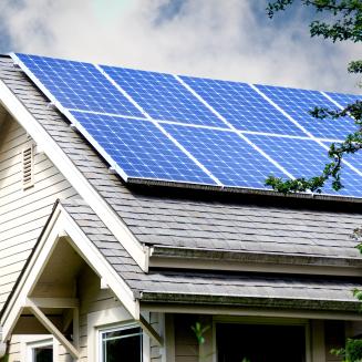 Solar panels on the roof of a home