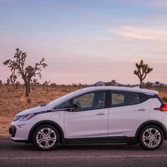 A Chevy Bolt parked at Joshua Tree