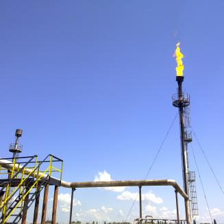 A flare coming off a gas pipeline