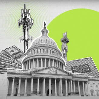 Graphic of U.S. Capitol  with green circle in the background