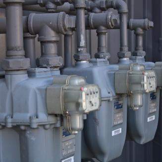 Utility meters outside a building