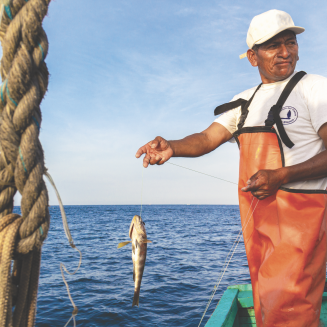 Peruvian fisherman at sea