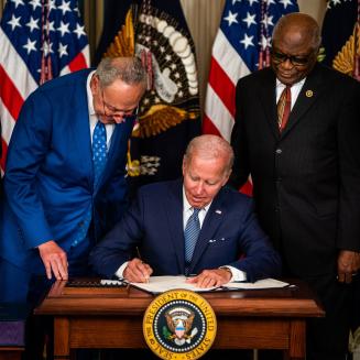 US President Joe Biden signs into law H.R. 5376, the Inflation Reduction Act of 2022