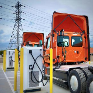 Electric trucks charging.