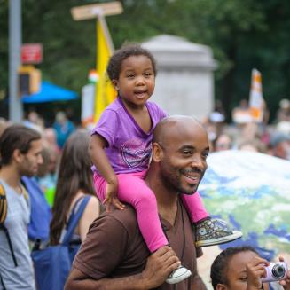 A father and daughter at NYC's Climate March 2014.
