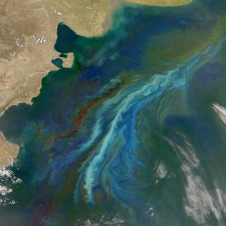 BP oil spill in Gulf of Mexico, photographed from NASA satellite