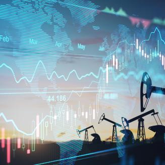 oil and gas pumpjacks stock market finance candlesticks