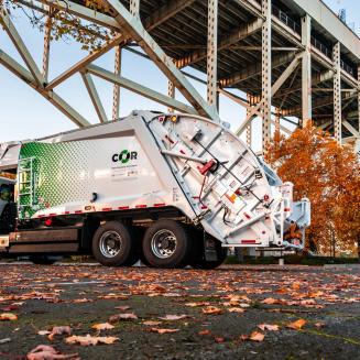 An electric garbage truck.