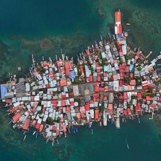Aerial view of Gardi Sugdub, an island off the coast of Panama