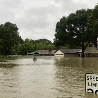 Flooded street as a result of extreme weather