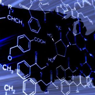 US map formed by chemical compounds