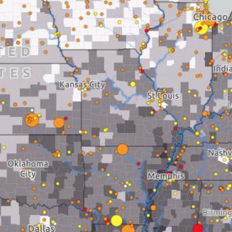 Chemical exposure map of the United States