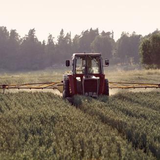A tractor on a farm.