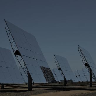 Solar panels tilted towards the sky